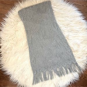 *vintage* GUC Mono Crocheted Strapless Silver Sparkly Fringe Dress Sz XS